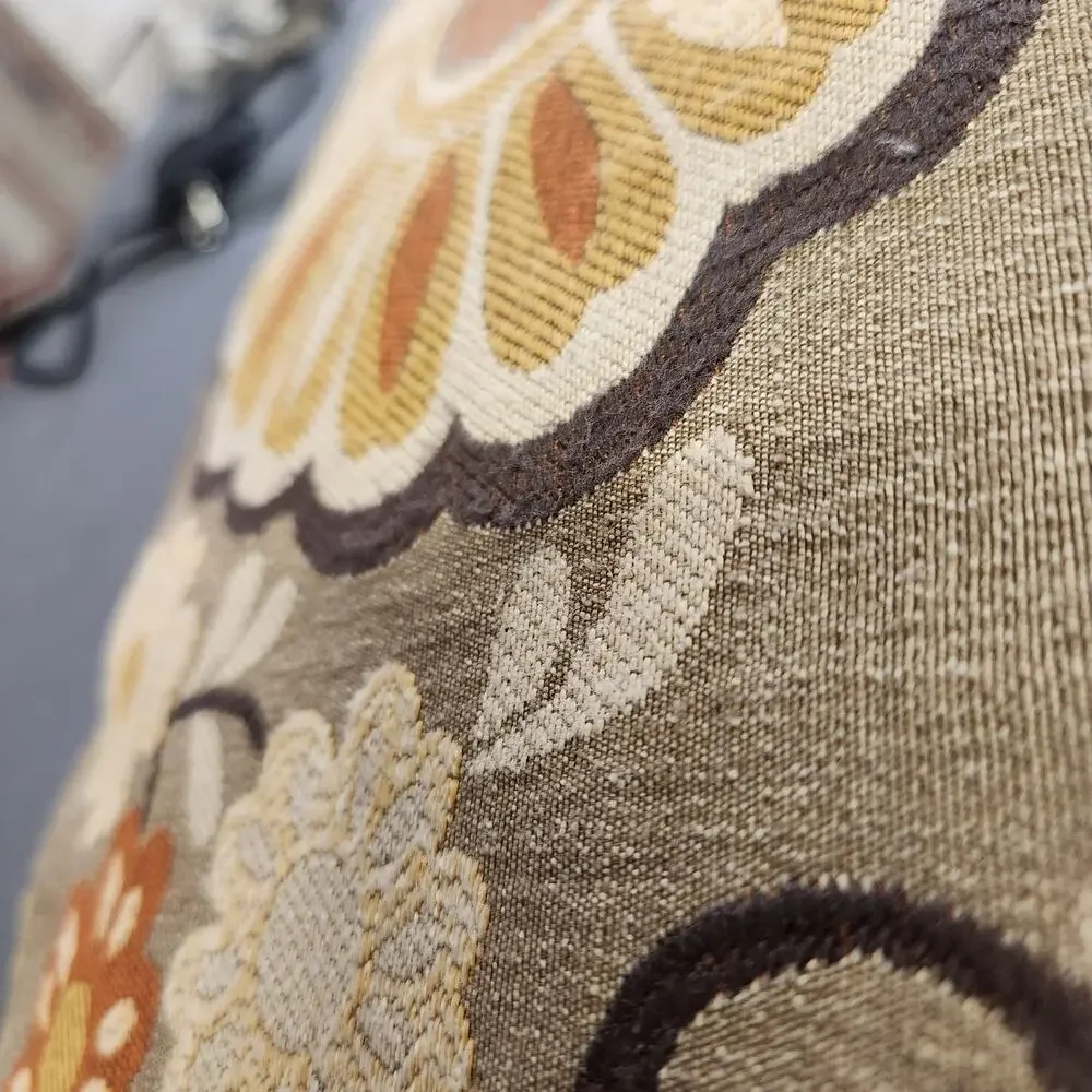 THROW PILLOW Boho Floral Striped Beige Yellow Orange Double Sided 19
